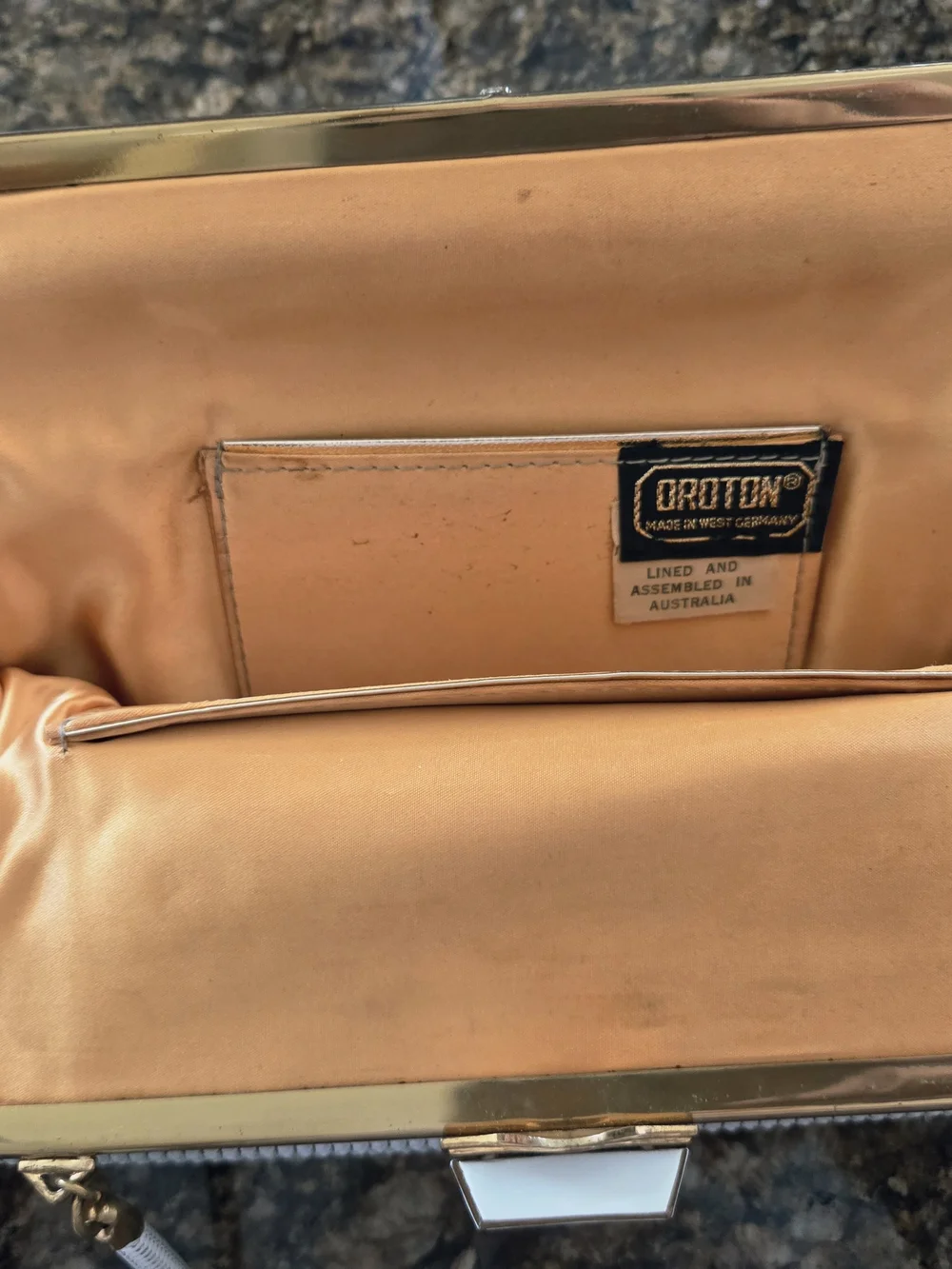 VINTAGE Oroton Ivory Evening Clutch with Gold Frame